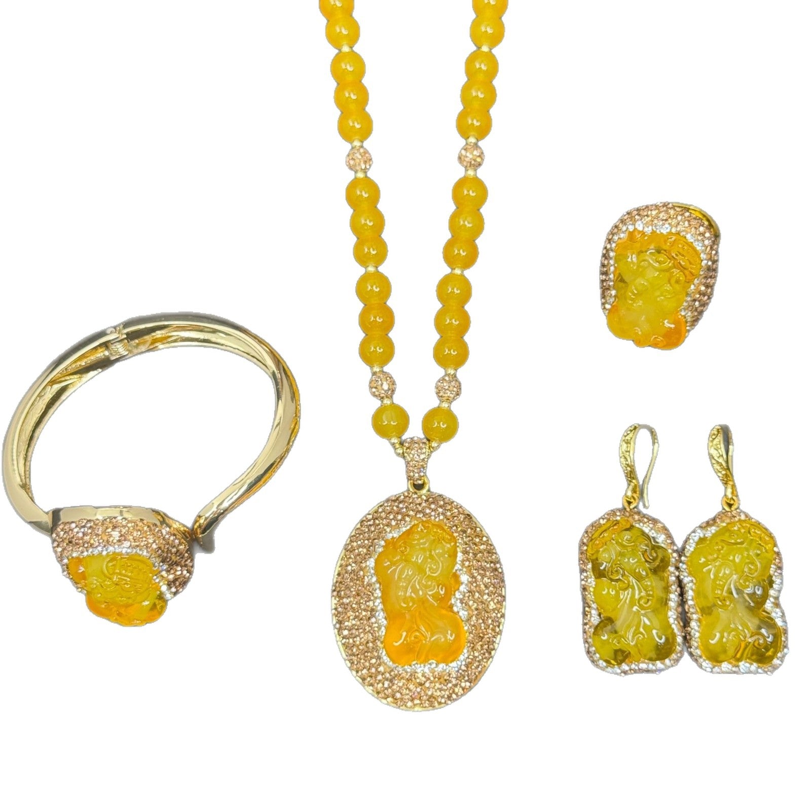 Ethnic Style Jewelry Set For Women Featuring Brave Troops Pattern With Rhinestones In Mixed Materials