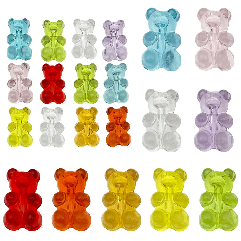 Little Bear Acrylic Pendant With Hole Size 1~1.9mm, 20 PCS Package Featuring Epoxy Craft For Cute Jewelry Accessories