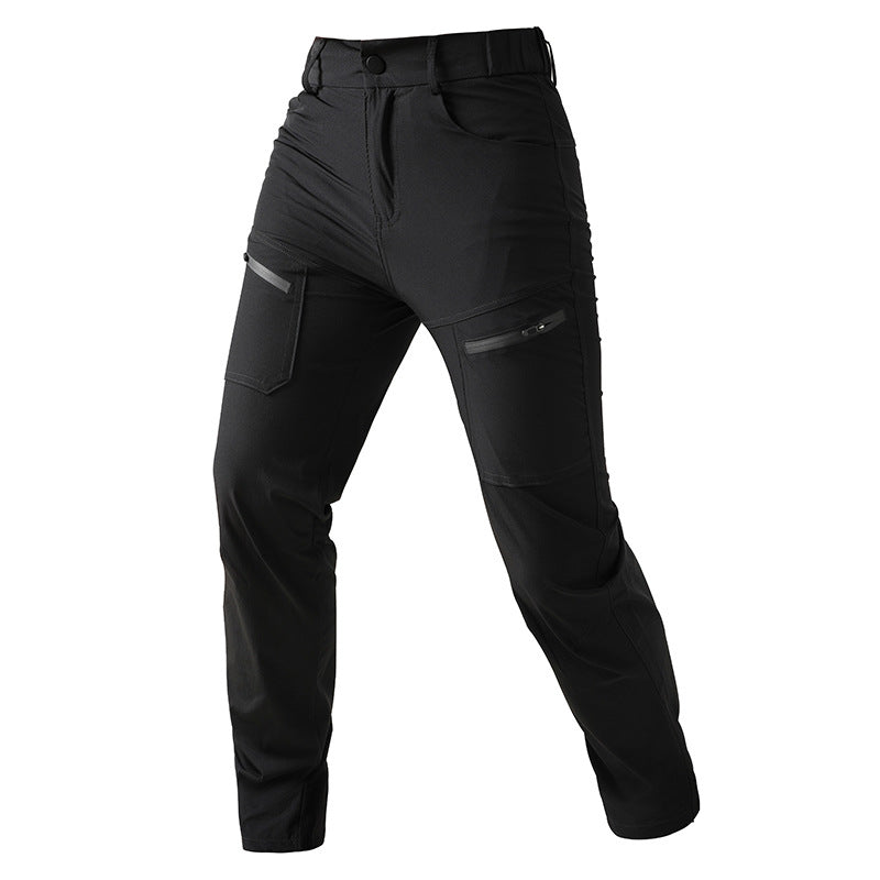 Men's Solid Color Cargo Pants In Full Length, Sport Style Outdoor Wear Featuring Nylon Fabric With Multiple Pockets