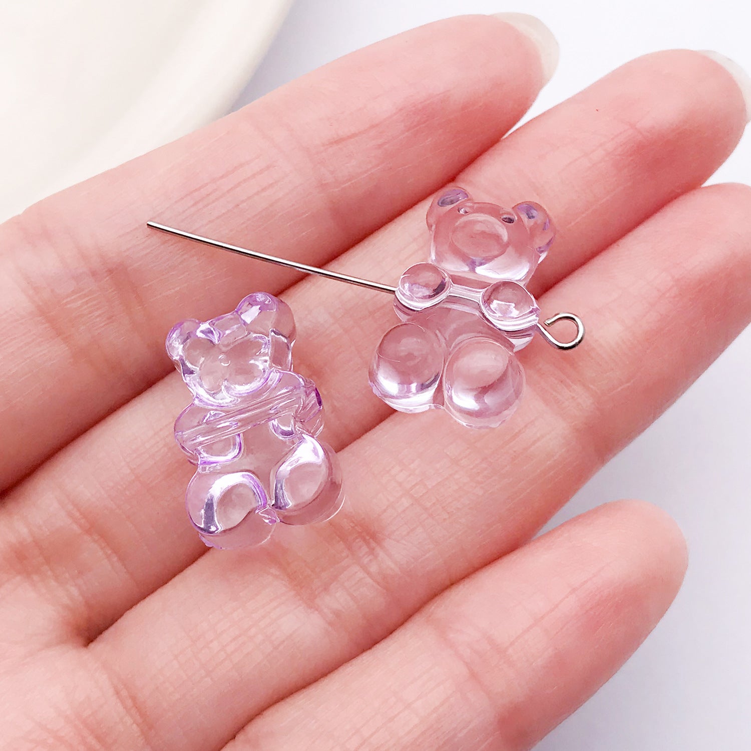 Little Bear Acrylic Pendant With Hole Size 1~1.9mm, 20 PCS Package Featuring Epoxy Craft For Cute Jewelry Accessories