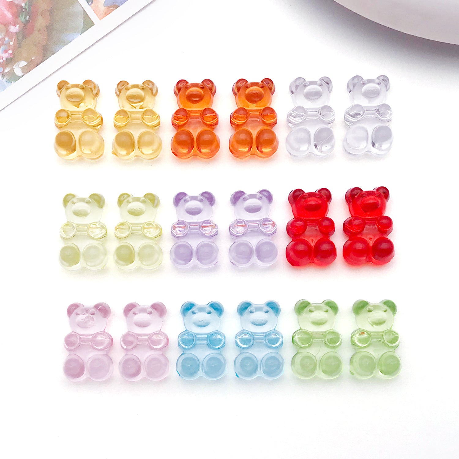 Little Bear Acrylic Pendant With Hole Size 1~1.9mm, 20 PCS Package Featuring Epoxy Craft For Cute Jewelry Accessories