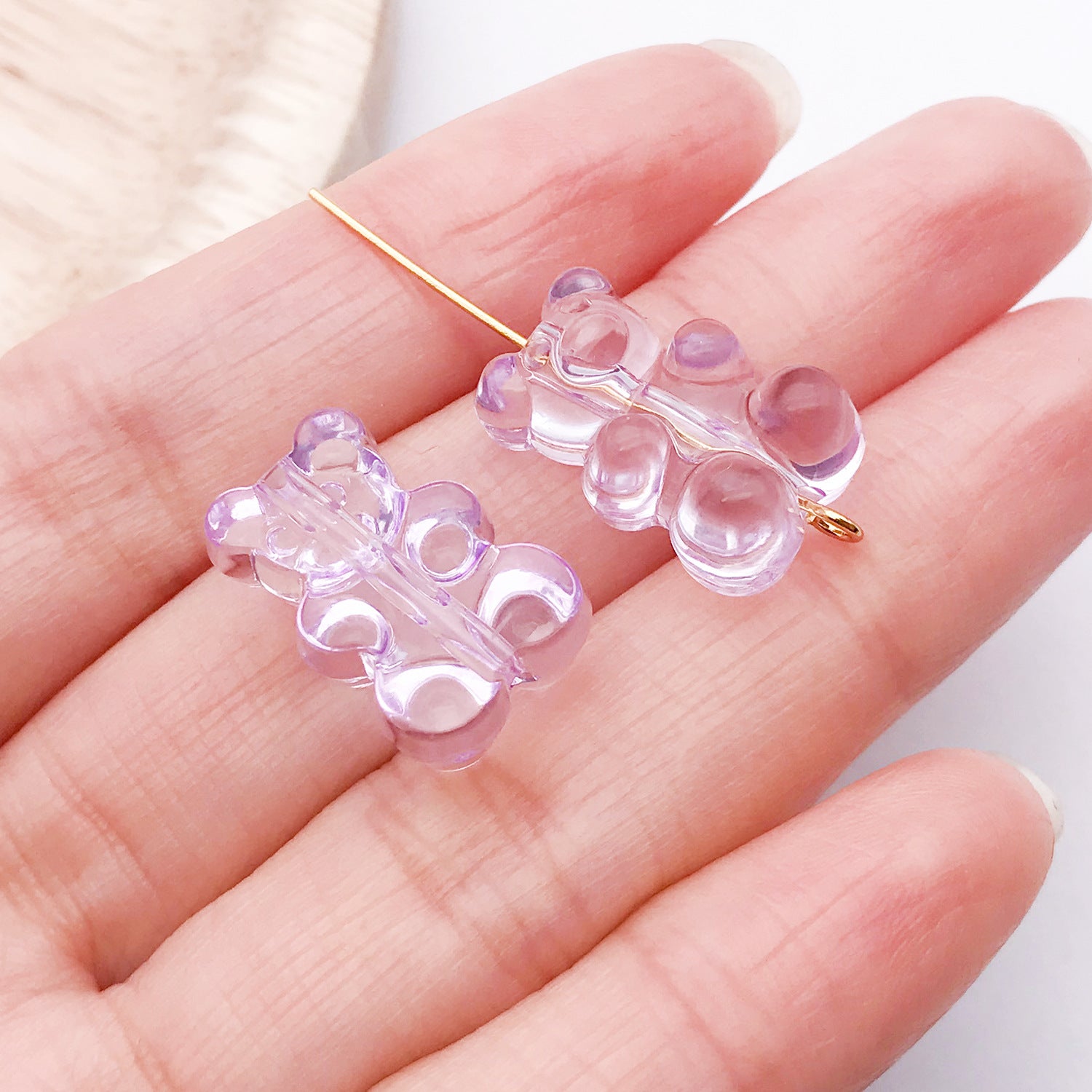 Little Bear Acrylic Pendant With Hole Size 1~1.9mm, 20 PCS Package Featuring Epoxy Craft For Cute Jewelry Accessories