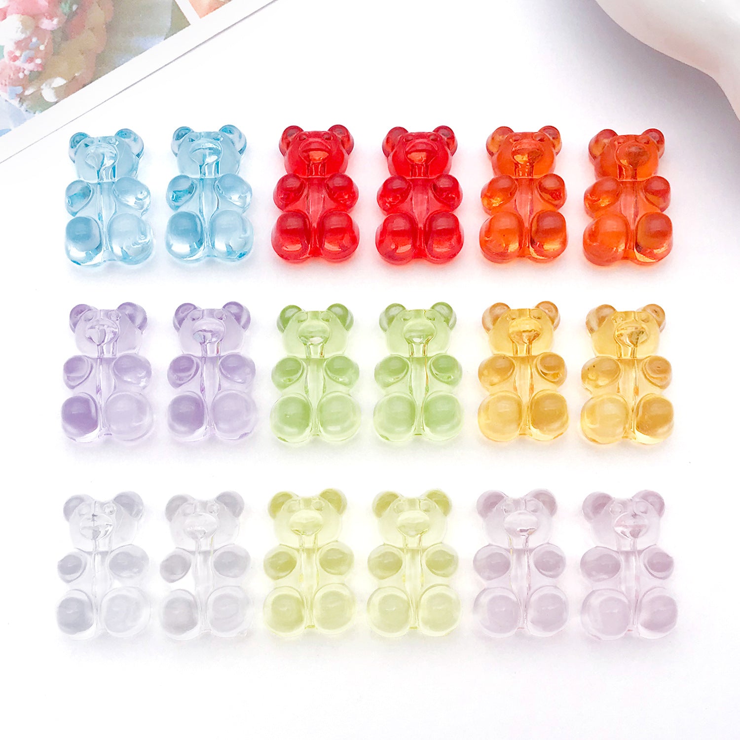 Little Bear Acrylic Pendant With Hole Size 1~1.9mm, 20 PCS Package Featuring Epoxy Craft For Cute Jewelry Accessories