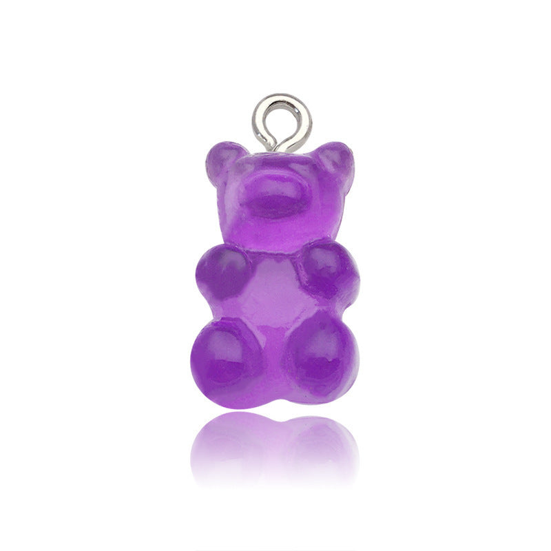 Little Bear Acrylic Pendant With Hole Size 1~1.9mm, 20 PCS Package Featuring Epoxy Craft For Cute Jewelry Accessories
