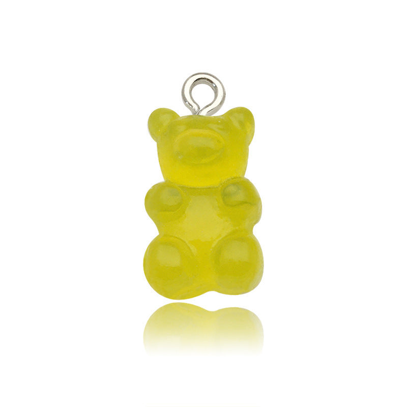Little Bear Acrylic Pendant With Hole Size 1~1.9mm, 20 PCS Package Featuring Epoxy Craft For Cute Jewelry Accessories