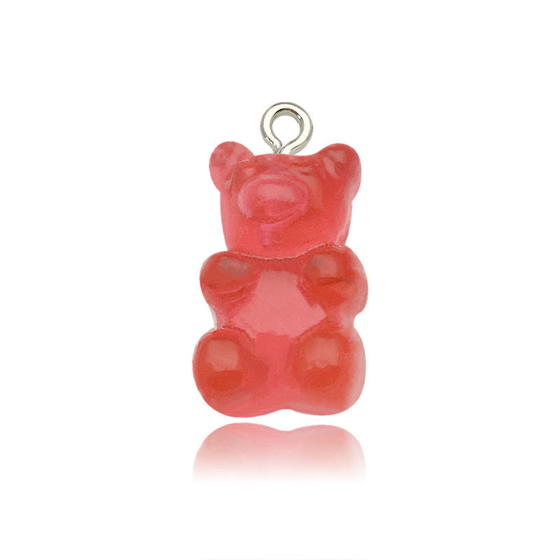 Little Bear Acrylic Pendant With Hole Size 1~1.9mm, 20 PCS Package Featuring Epoxy Craft For Cute Jewelry Accessories