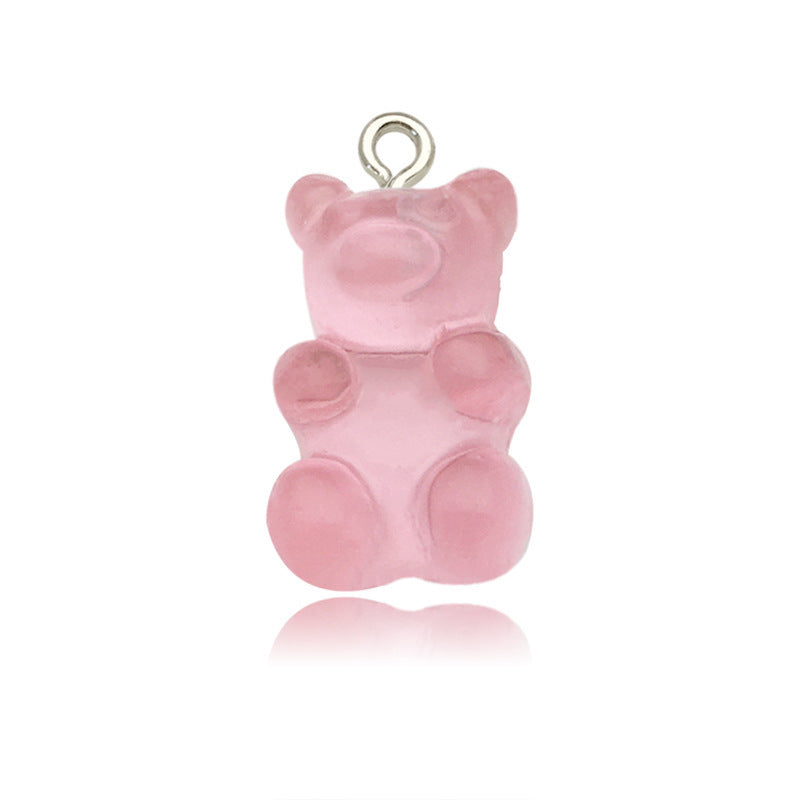 Little Bear Acrylic Pendant With Hole Size 1~1.9mm, 20 PCS Package Featuring Epoxy Craft For Cute Jewelry Accessories