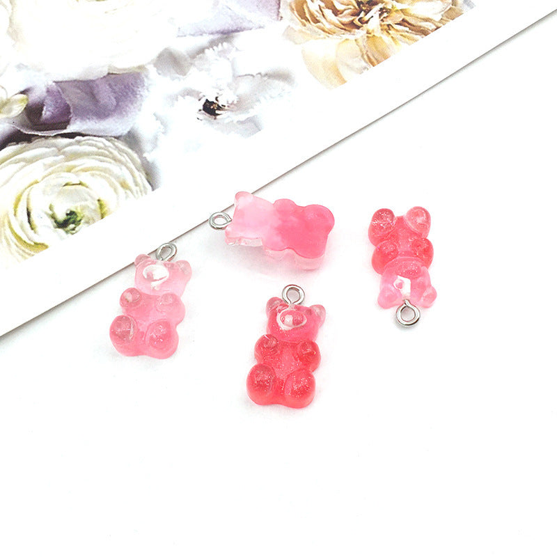 Little Bear Acrylic Pendant With Hole Size 1~1.9mm, 20 PCS Package Featuring Epoxy Craft For Cute Jewelry Accessories