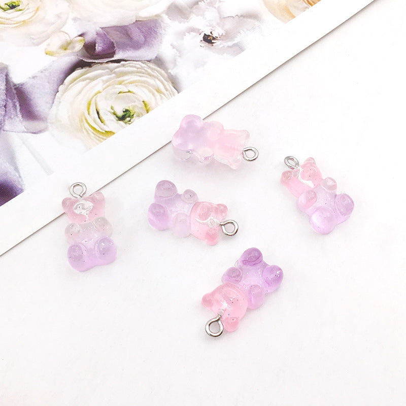 Little Bear Acrylic Pendant With Hole Size 1~1.9mm, 20 PCS Package Featuring Epoxy Craft For Cute Jewelry Accessories
