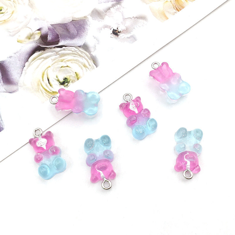 Little Bear Acrylic Pendant With Hole Size 1~1.9mm, 20 PCS Package Featuring Epoxy Craft For Cute Jewelry Accessories