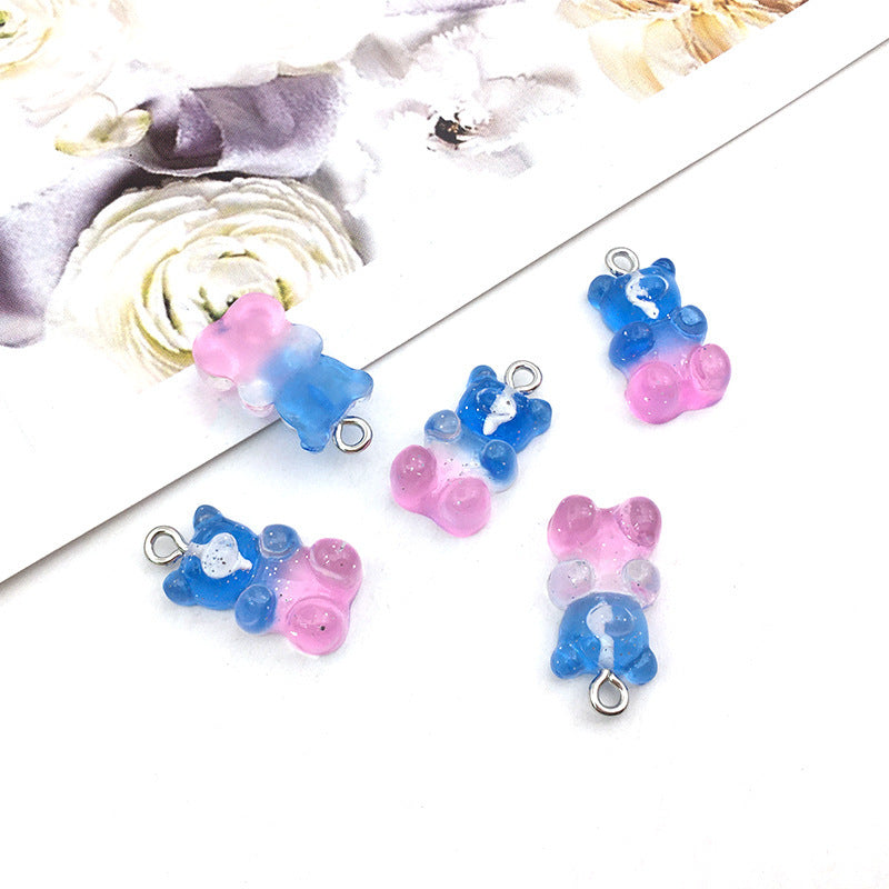 Little Bear Acrylic Pendant With Hole Size 1~1.9mm, 20 PCS Package Featuring Epoxy Craft For Cute Jewelry Accessories
