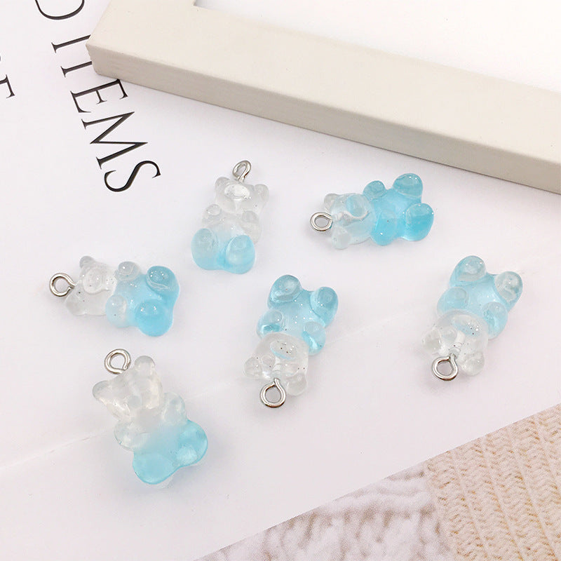 Little Bear Acrylic Pendant With Hole Size 1~1.9mm, 20 PCS Package Featuring Epoxy Craft For Cute Jewelry Accessories