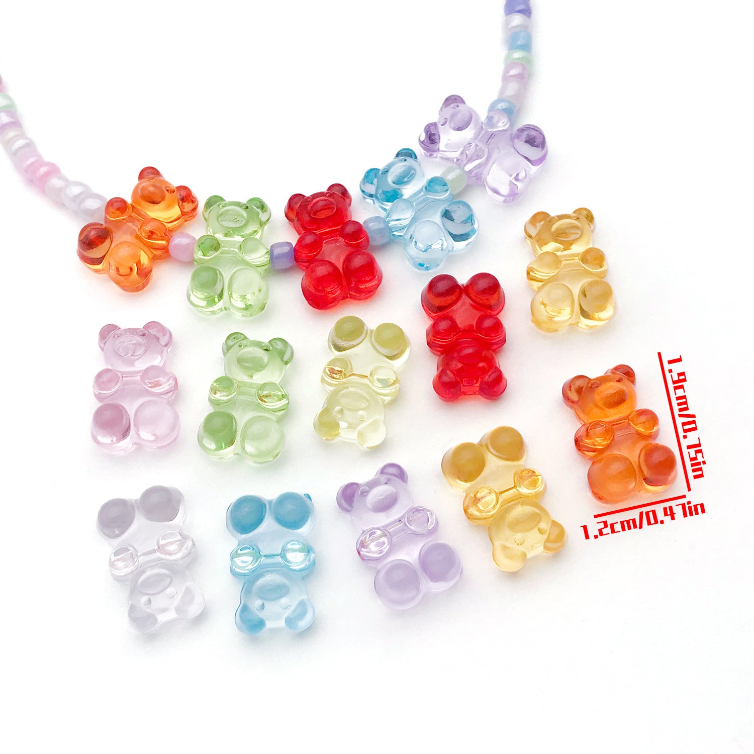 Little Bear Acrylic Pendant With Hole Size 1~1.9mm, 20 PCS Package Featuring Epoxy Craft For Cute Jewelry Accessories