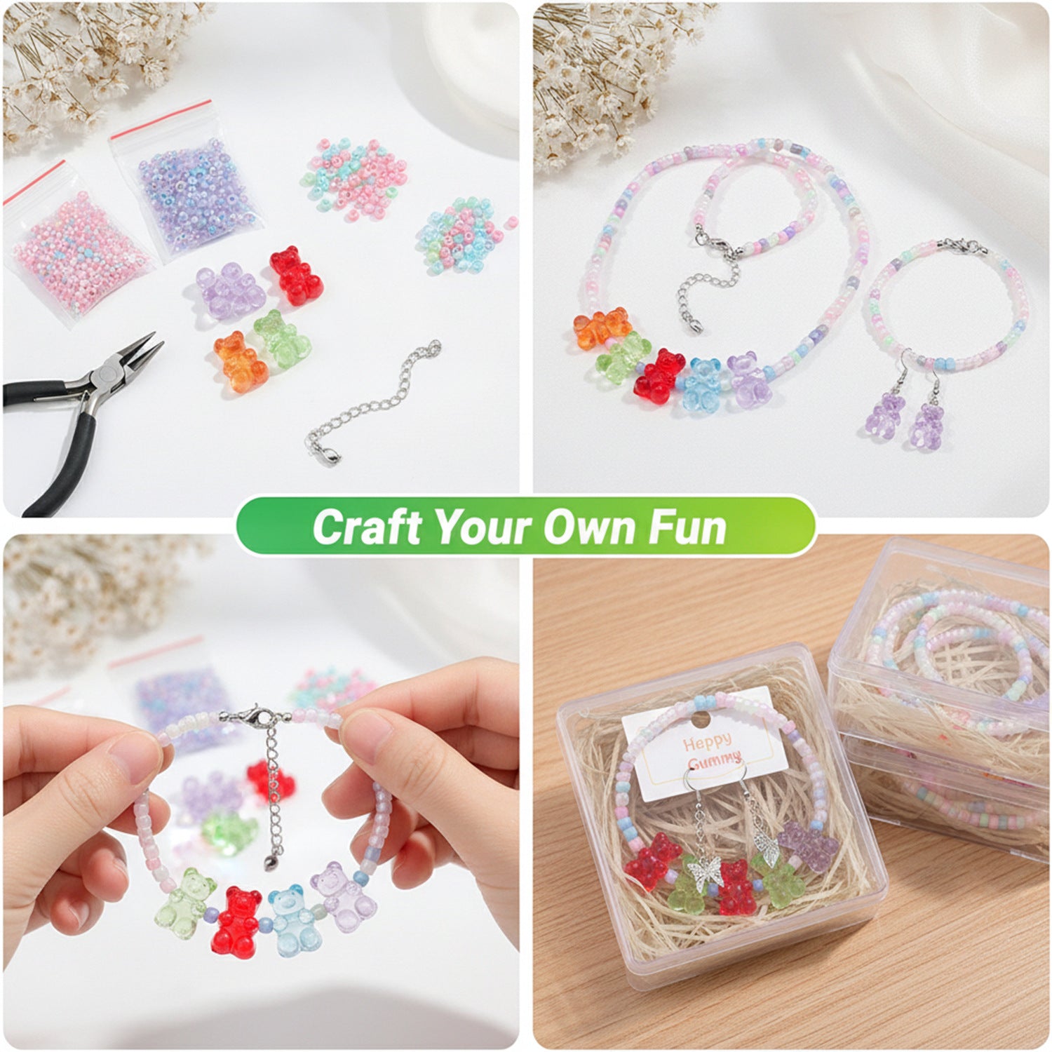 Little Bear Acrylic Pendant With Hole Size 1~1.9mm, 20 PCS Package Featuring Epoxy Craft For Cute Jewelry Accessories