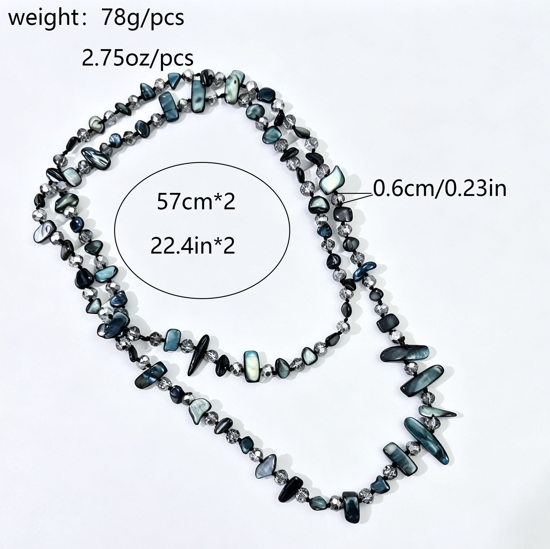 Exaggerated Irregular Layered Necklaces For Women With Dyed Black Shell Beading Pendants