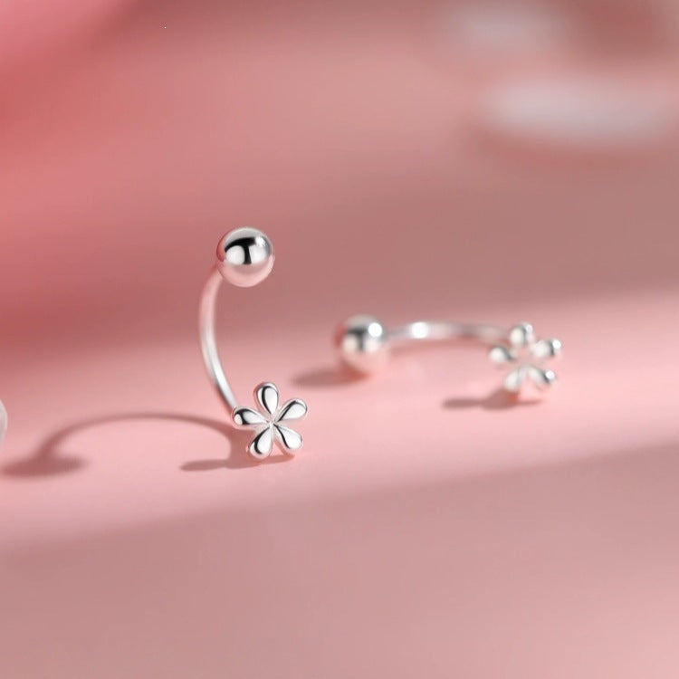 Flowers Ear Hook Earrings For Women In Simple Style, Alloy Material With Electroplated Finish And 925 Sterling Silver Ear Pins