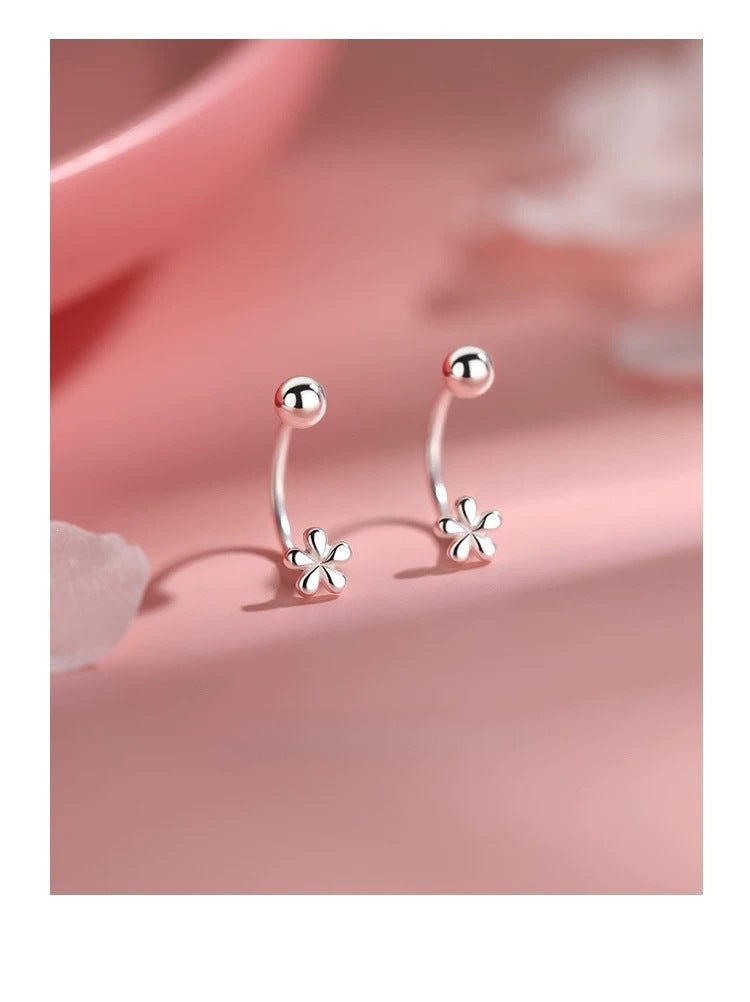 Flowers Ear Hook Earrings For Women In Simple Style, Alloy Material With Electroplated Finish And 925 Sterling Silver Ear Pins