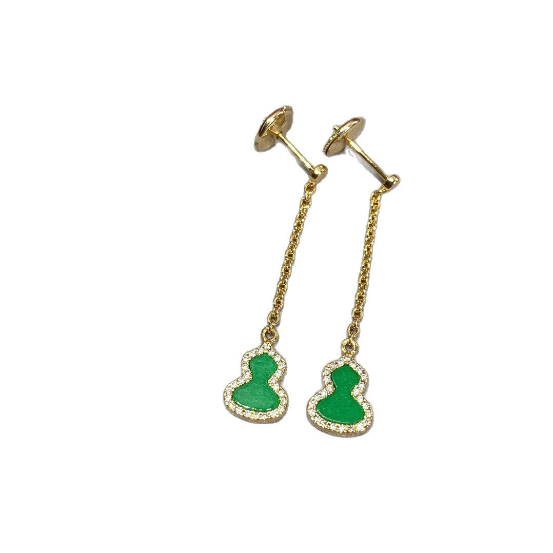 Gourd Earrings For Women In Red Featuring 18K Real Gold Plated V Gold Material With Shell Inlay