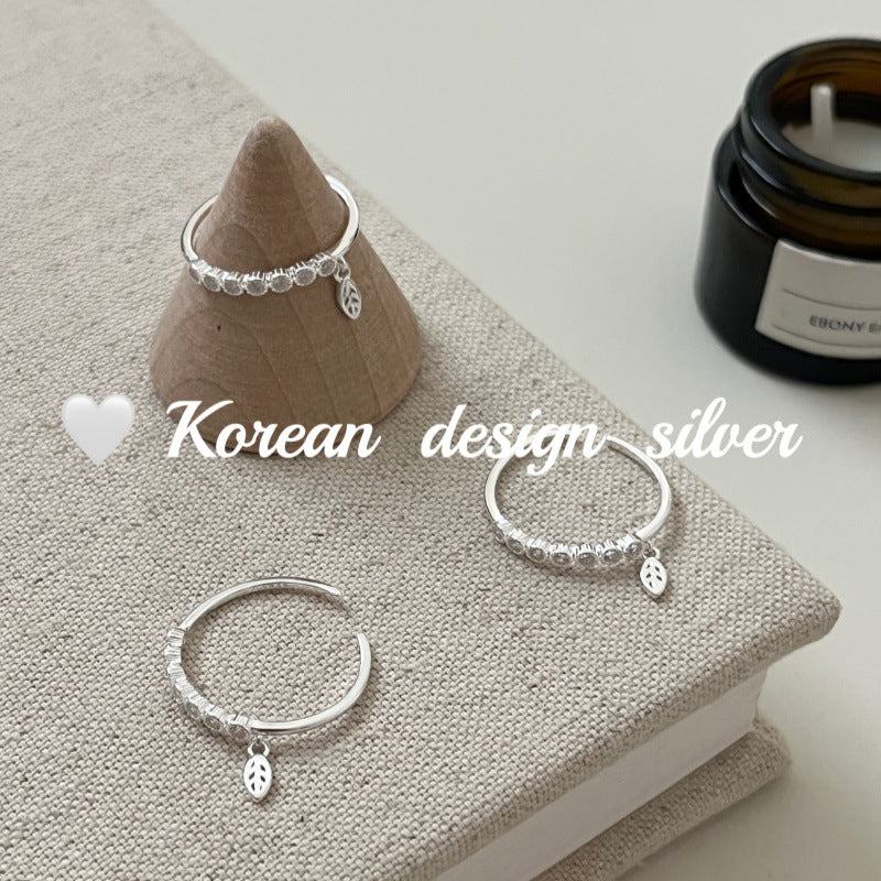 New Style Leaves Ring For Women In 925 Sterling Silver With Zircon Inlay, Silver Color