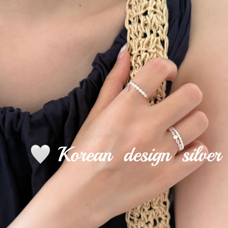 New Style Leaves Ring For Women In 925 Sterling Silver With Zircon Inlay, Silver Color