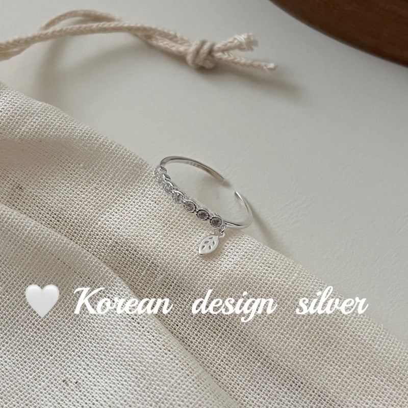 New Style Leaves Ring For Women In 925 Sterling Silver With Zircon Inlay, Silver Color