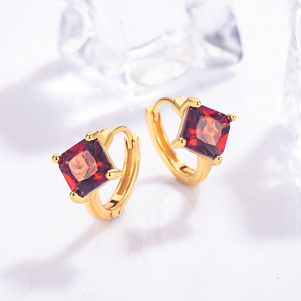 Geometric Silver Earrings For Women Featuring Copper Ear Pins And Zircon Inlay Material
