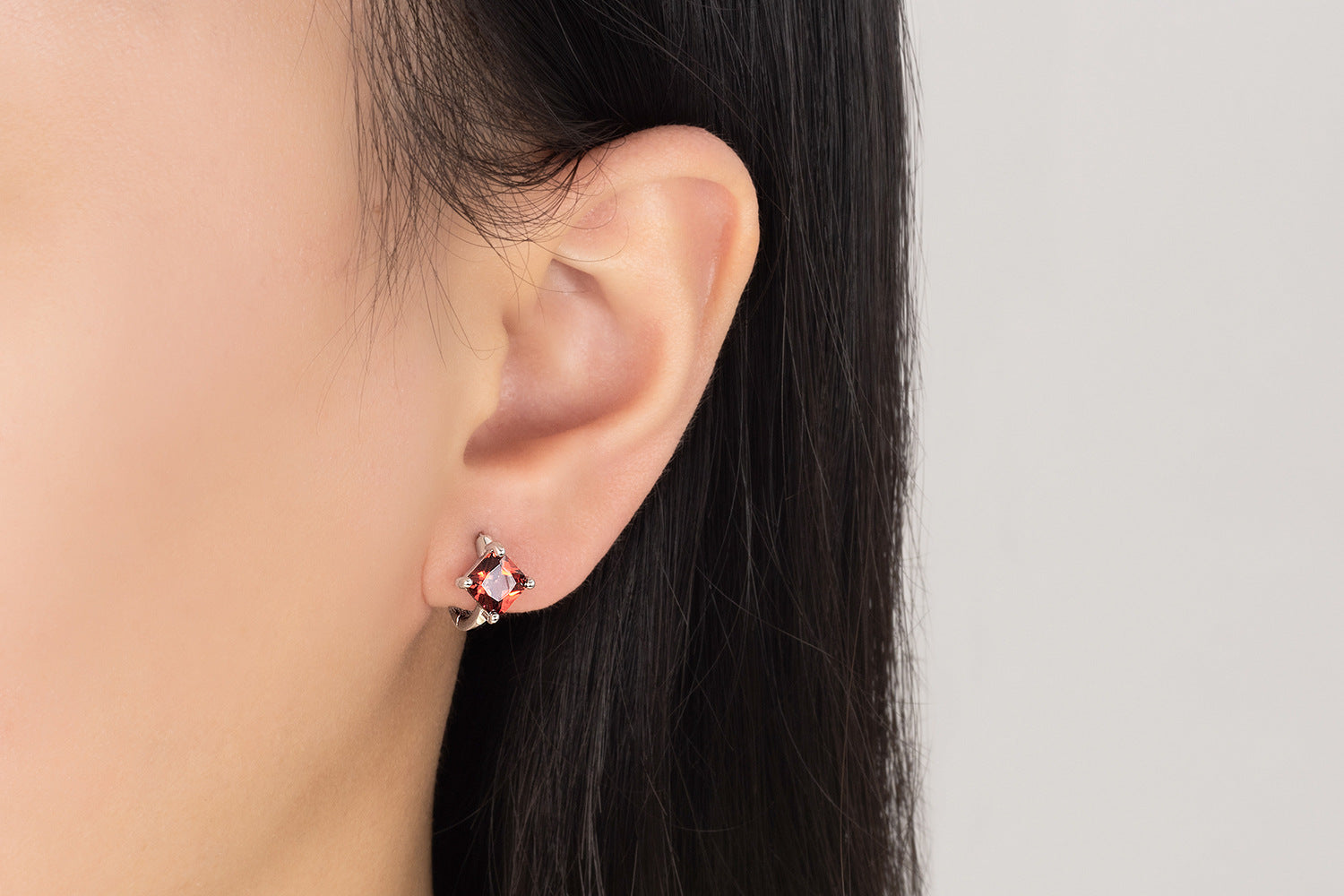 Geometric Silver Earrings For Women Featuring Copper Ear Pins And Zircon Inlay Material