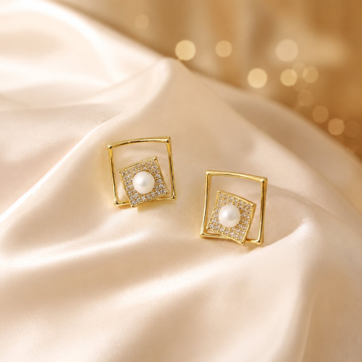 Geometric Enamel Earrings For Women With Electroplated Alloy And Zircon Inlay, Featuring 304 Stainless Steel Studs