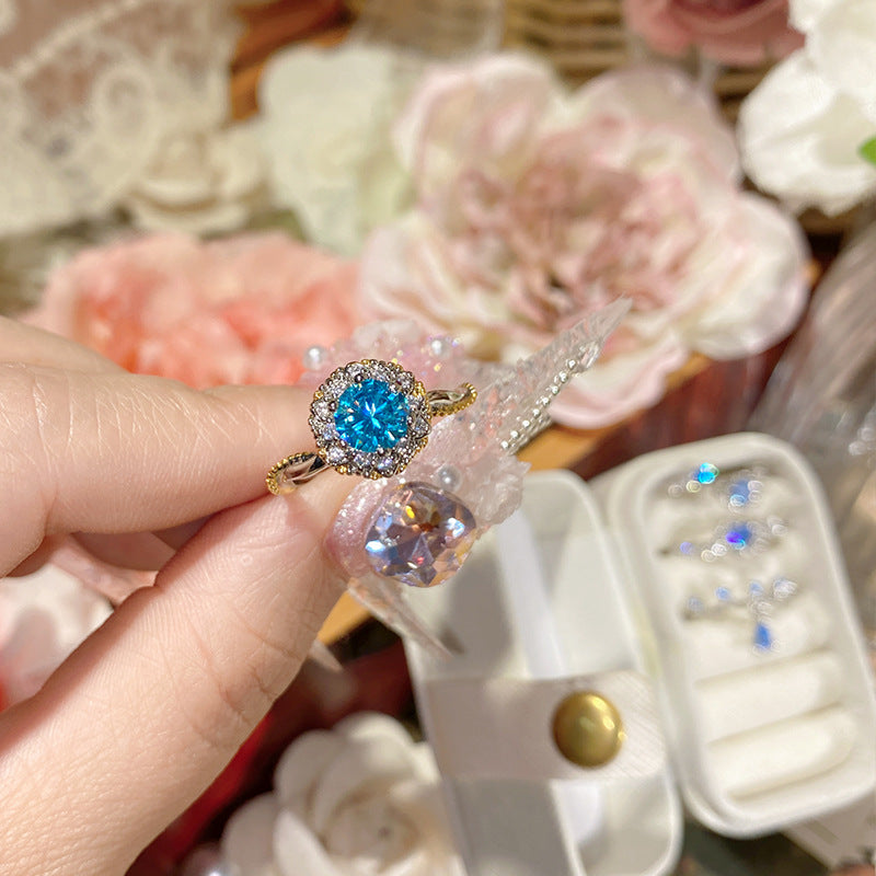 Luxurious Heart Shape Necklace For Women With Electroplated Copper And March Birthstone Aquamarine Inlay, Featuring Cable Chain