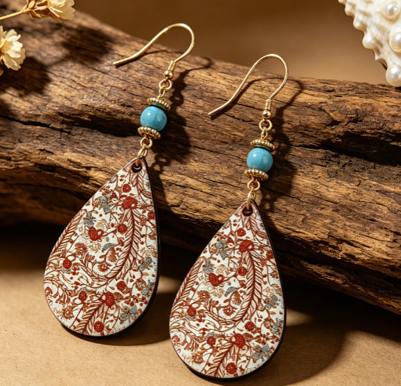 Bohemian Pu Leather Earrings For Women With Zinc Alloy Ear Pins, Stylish And Lightweight