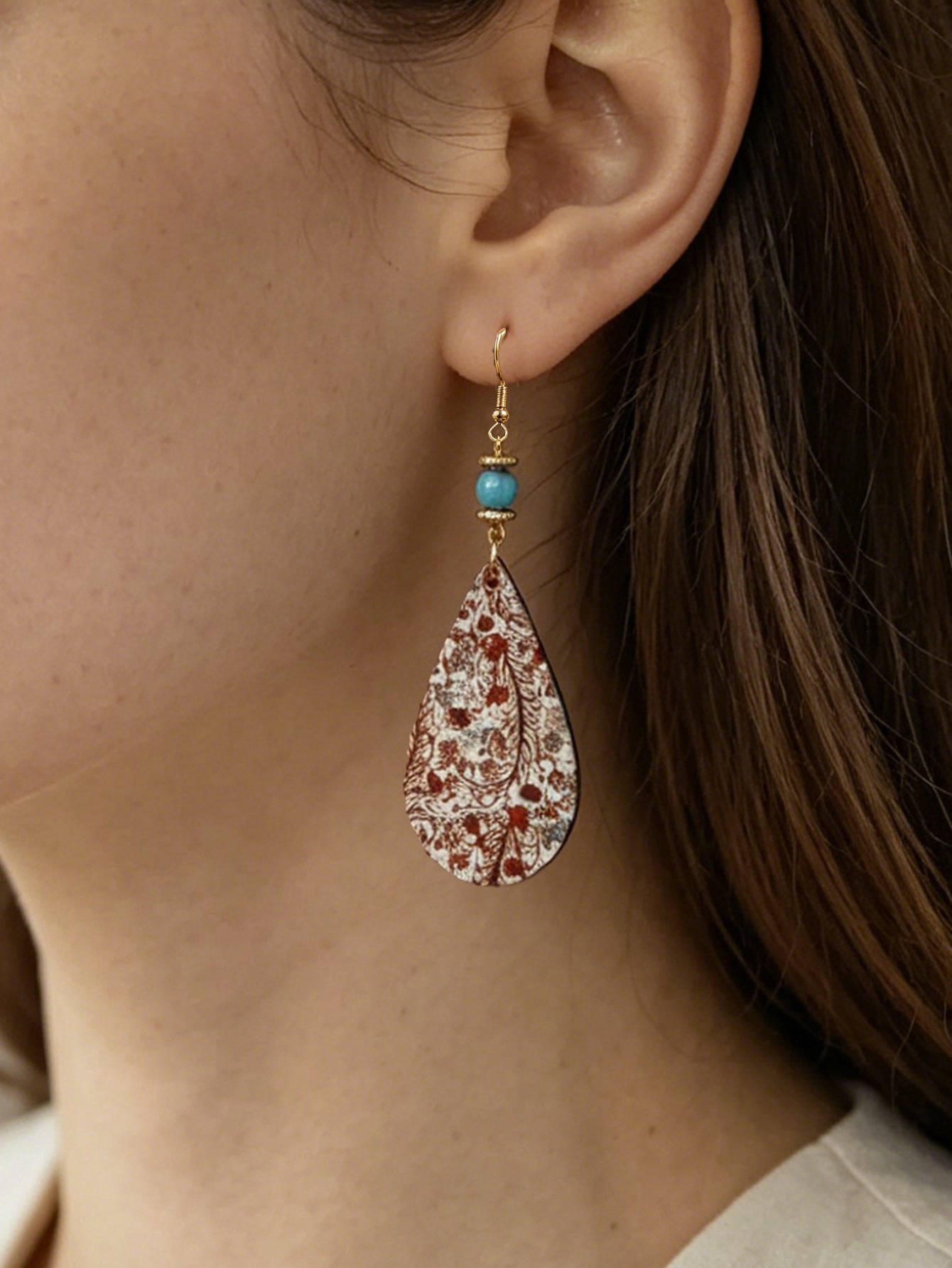 Bohemian Pu Leather Earrings For Women With Zinc Alloy Ear Pins, Stylish And Lightweight