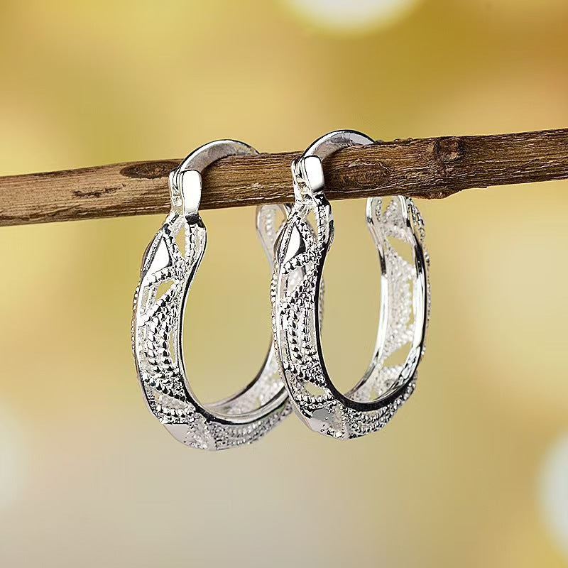 Geometric Silver Earrings For Women Featuring Copper Ear Pins With Exaggerated Style