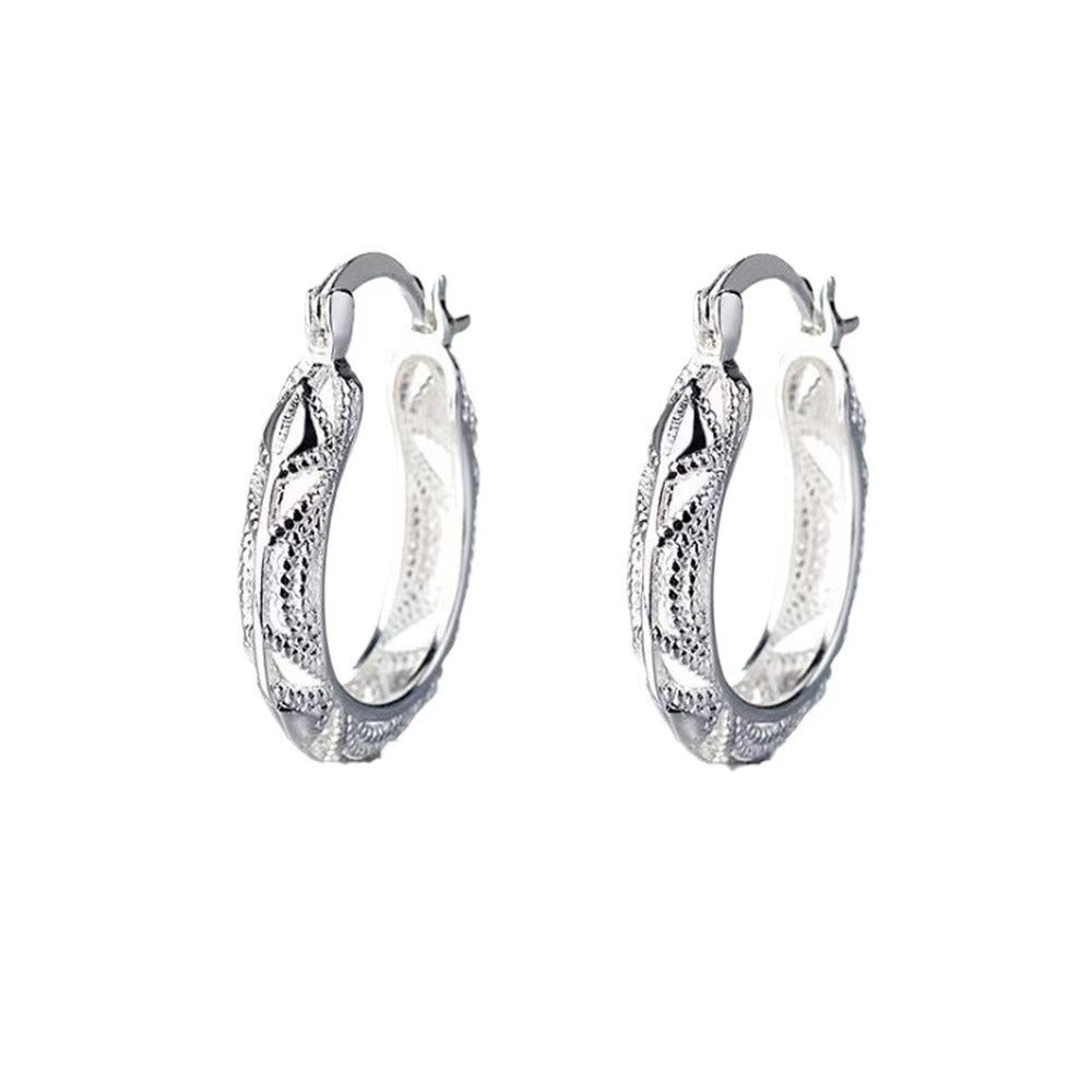 Geometric Silver Earrings For Women Featuring Copper Ear Pins With Exaggerated Style