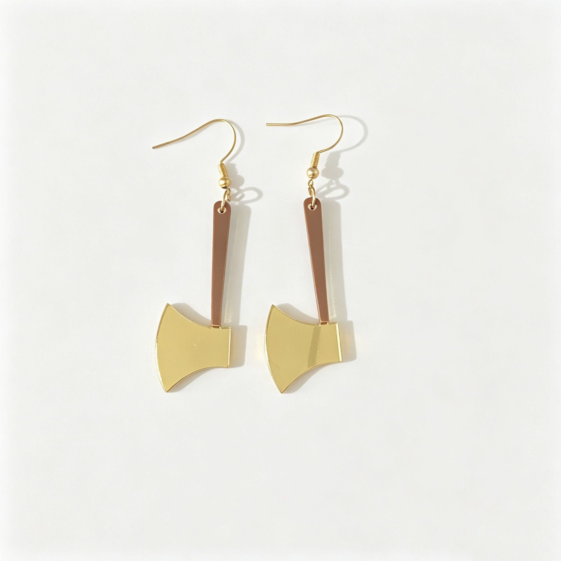 Handmade Gold Acrylic Axe Earrings For Women With Iron Ear Pins