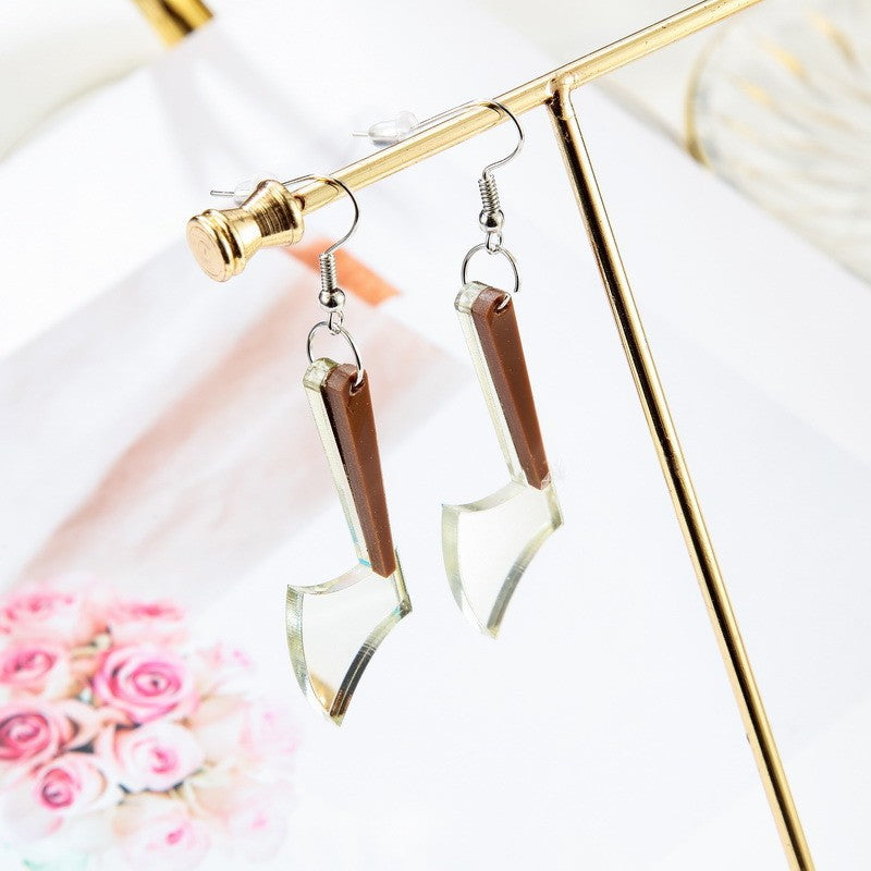 Handmade Gold Acrylic Axe Earrings For Women With Iron Ear Pins