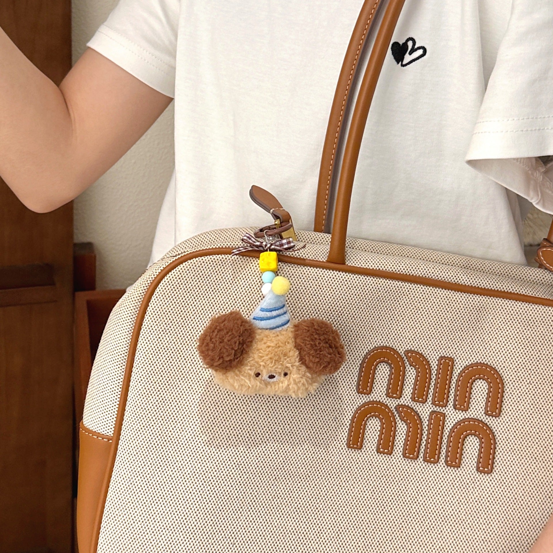 Handmade Plush Animal Key Chain In Coffer Color Featuring Cute Style
