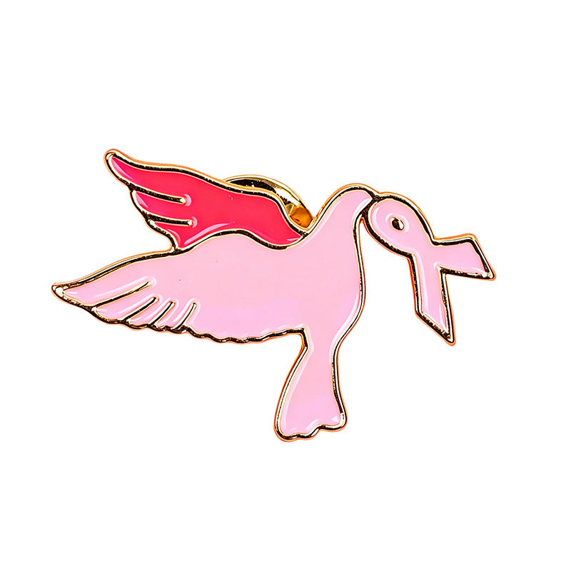 Heart Shape Pin In Alloy With Enamel Craftsmanship, Featuring Natural Pink Color