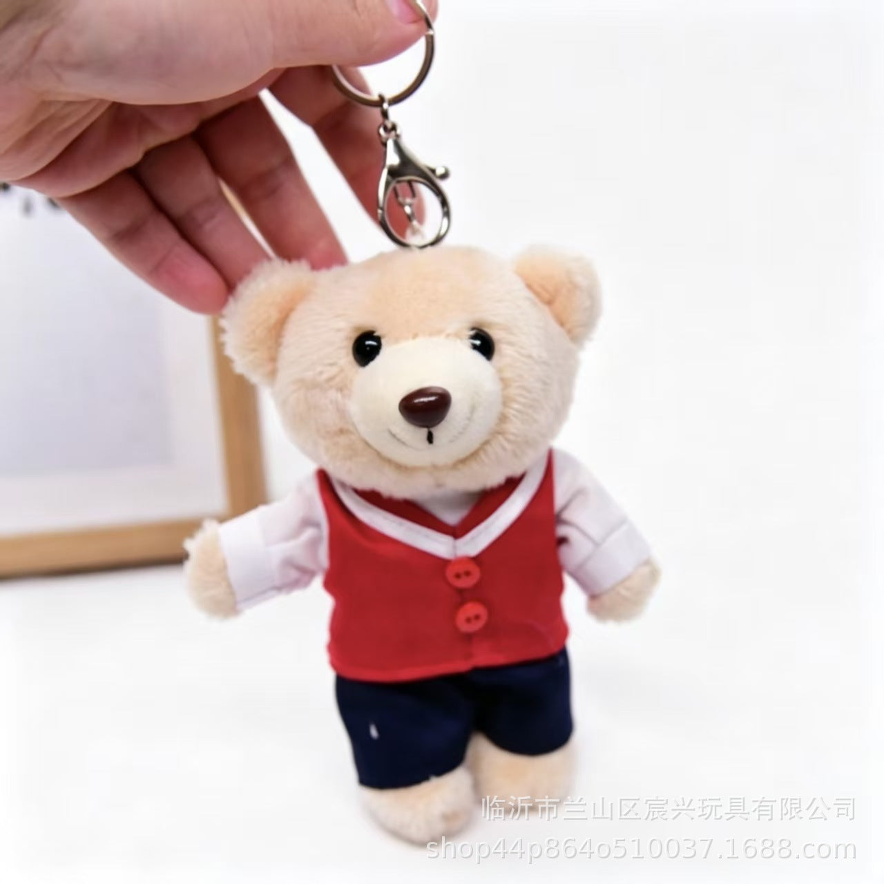 Cartoon Style Bear Plush Stuffed Animal Toy Keychain, Soft And Cuddly Plush Doll For Kids