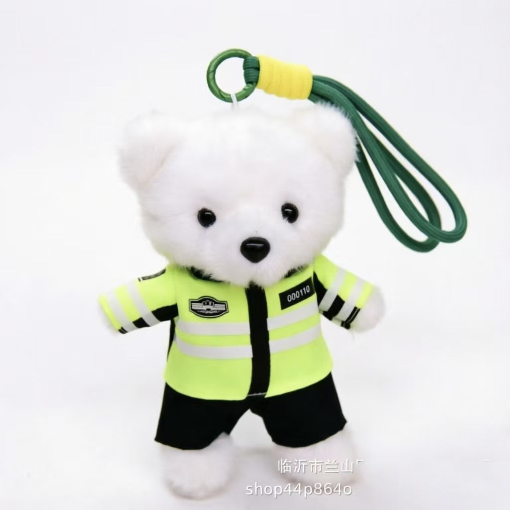Cartoon Style Bear Plush Stuffed Animal Toy Keychain, Soft And Cuddly Plush Doll For Kids