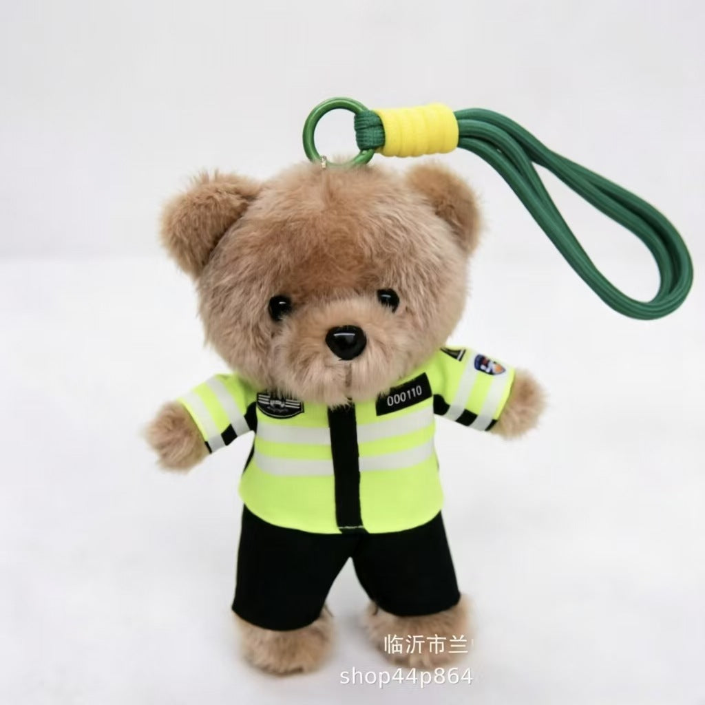 Cartoon Style Bear Plush Stuffed Animal Toy Keychain, Soft And Cuddly Plush Doll For Kids