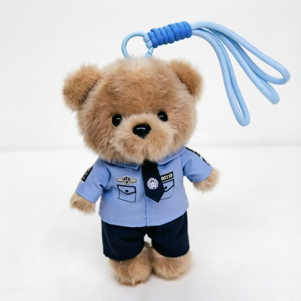 Cartoon Style Bear Plush Stuffed Animal Toy Keychain, Soft And Cuddly Plush Doll For Kids