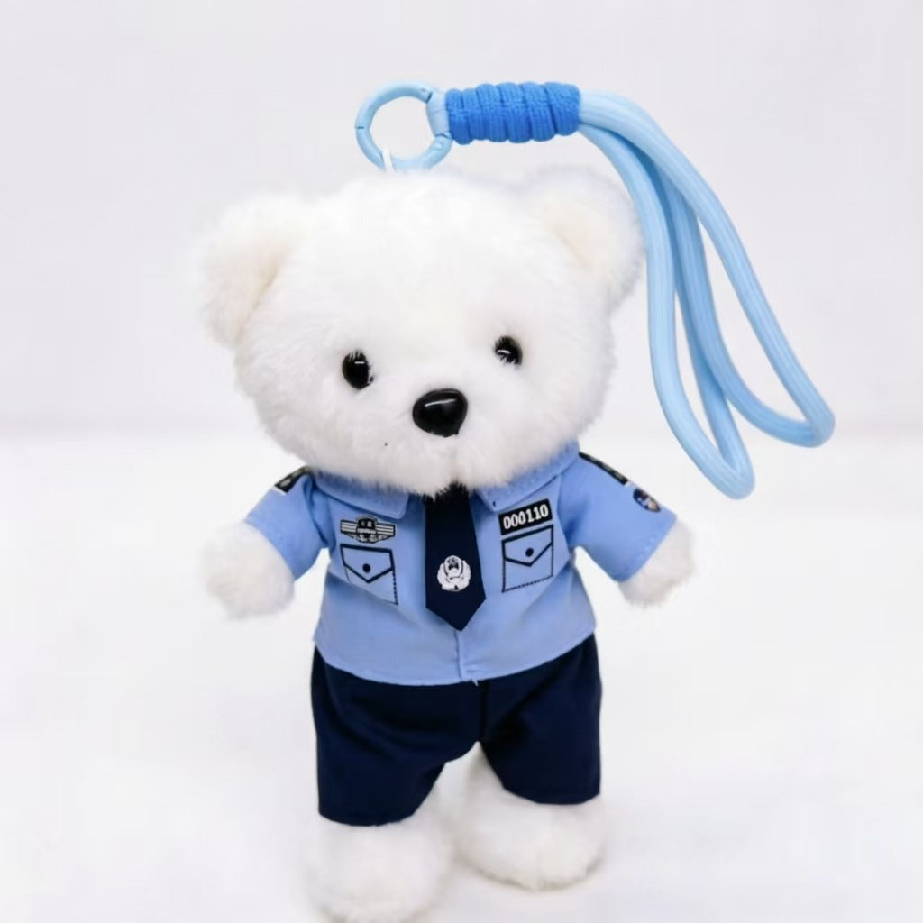 Cartoon Style Bear Plush Stuffed Animal Toy Keychain, Soft And Cuddly Plush Doll For Kids