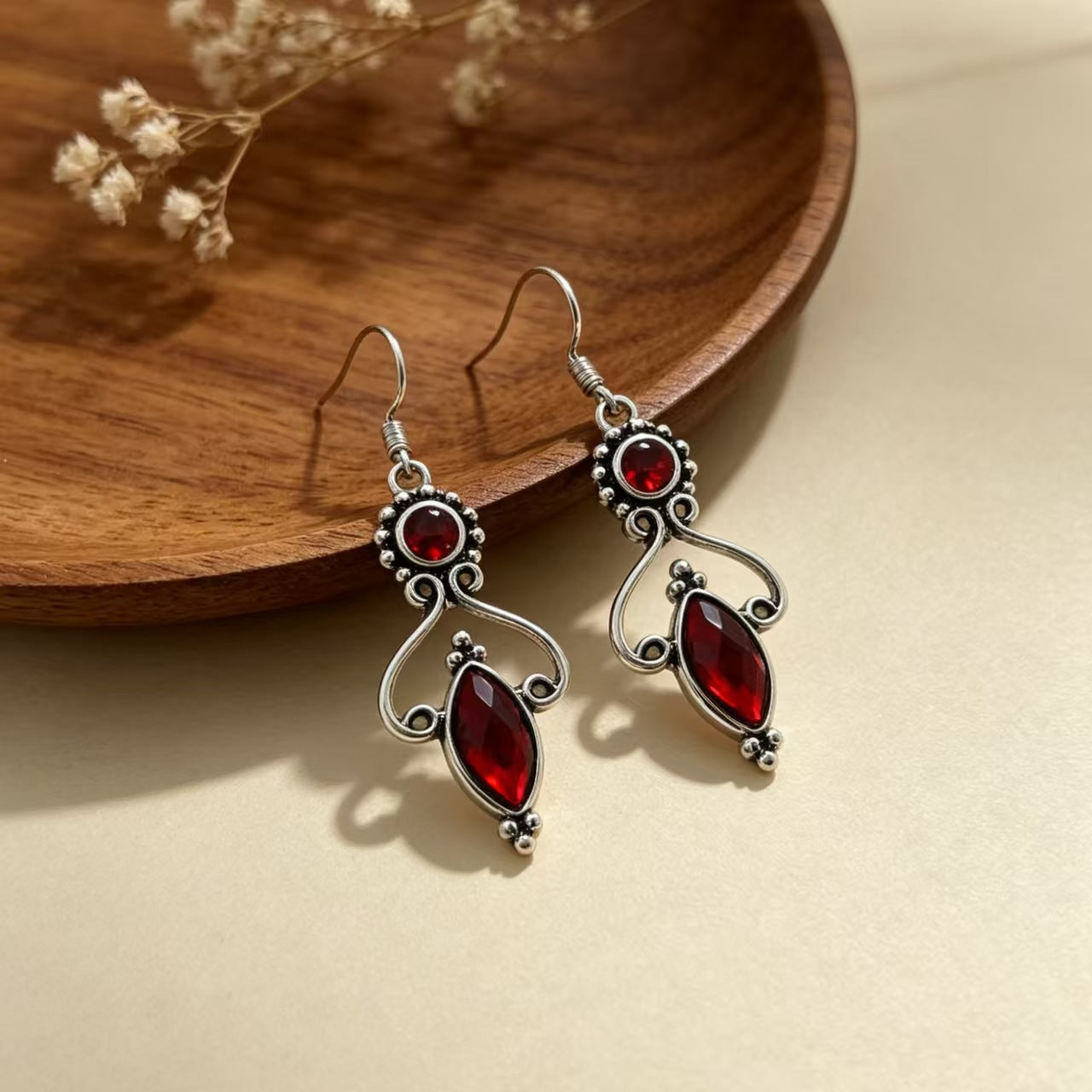 Curve Earrings For Women In Silver Alloy Featuring Moonstone With Iron Ear Pins
