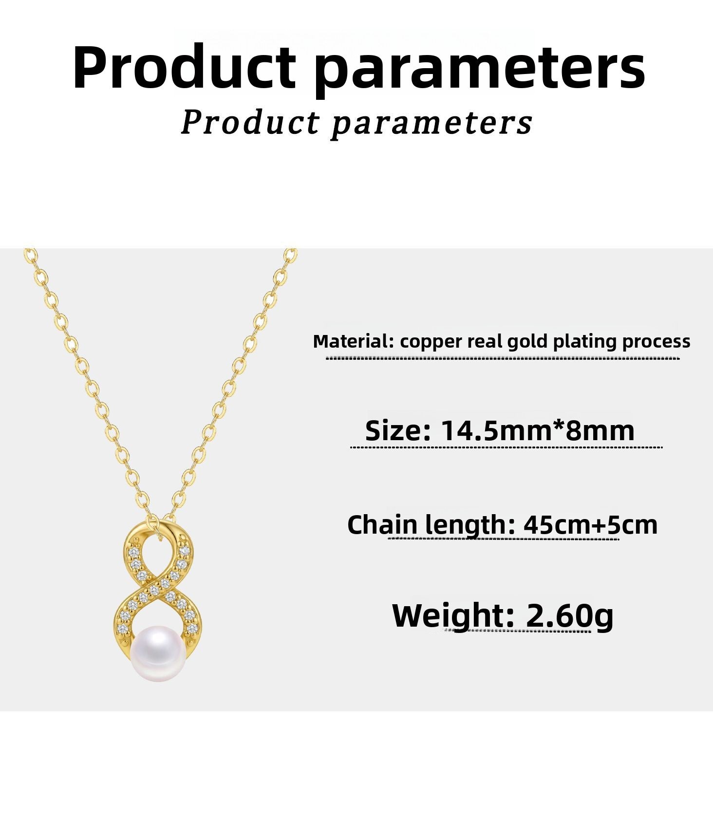 Infinity Necklace For Women In Real Gold Plated Copper With Cable Chain