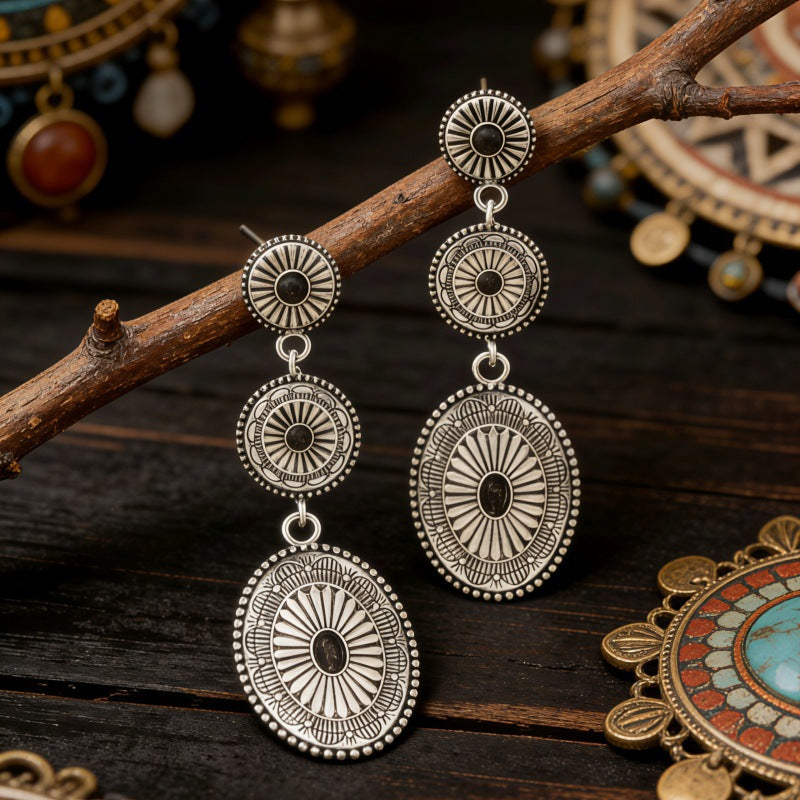 Ethnic Style Earrings For Unisex Featuring Gold Zinc Alloy With 304 Stainless Steel Ear Pins