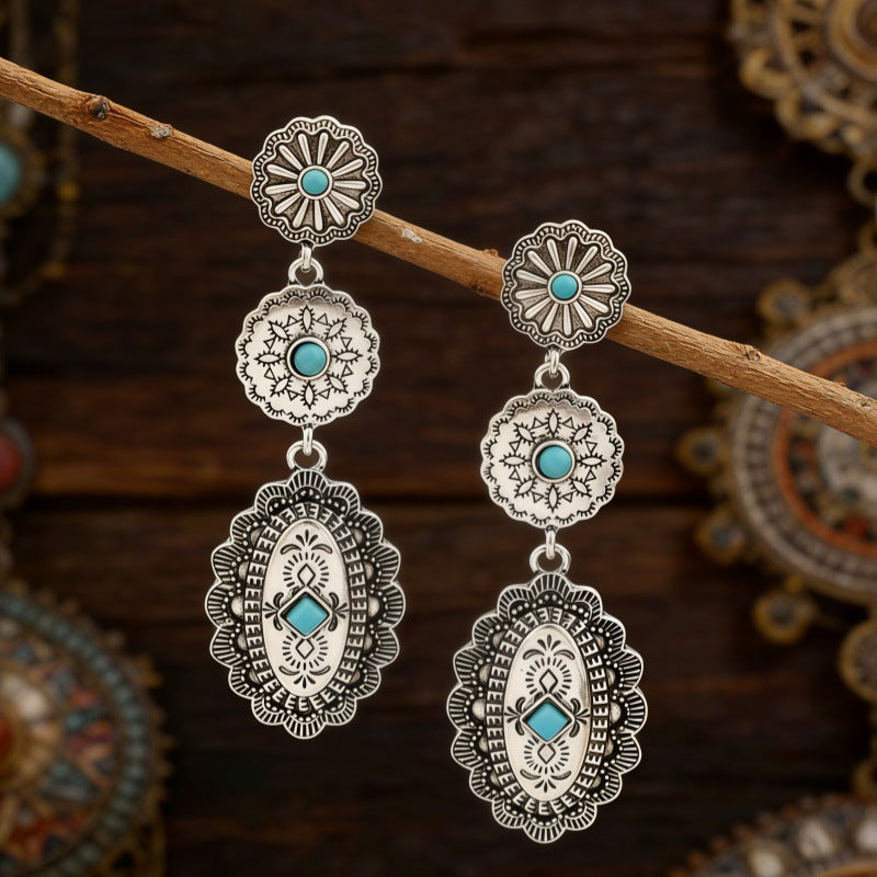 Ethnic Style Earrings For Unisex Featuring Gold Zinc Alloy With 304 Stainless Steel Ear Pins