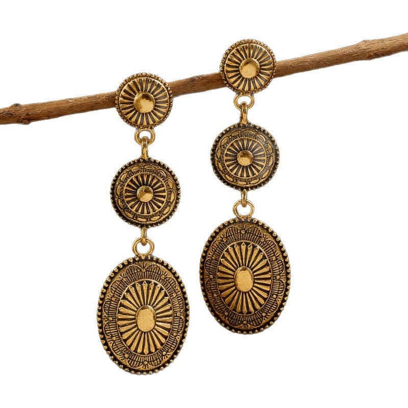Ethnic Style Earrings For Unisex Featuring Gold Zinc Alloy With 304 Stainless Steel Ear Pins