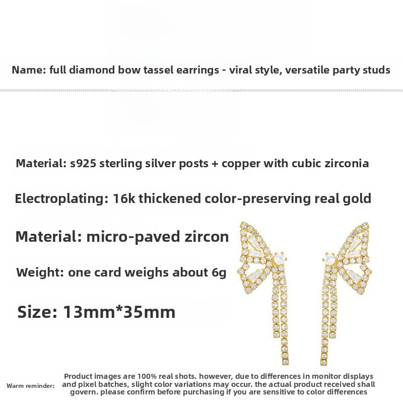 New Style Butterfly Tassel Earrings In Copper With Real Gold Plated Electroplated Finish And Rhinestone Inlay