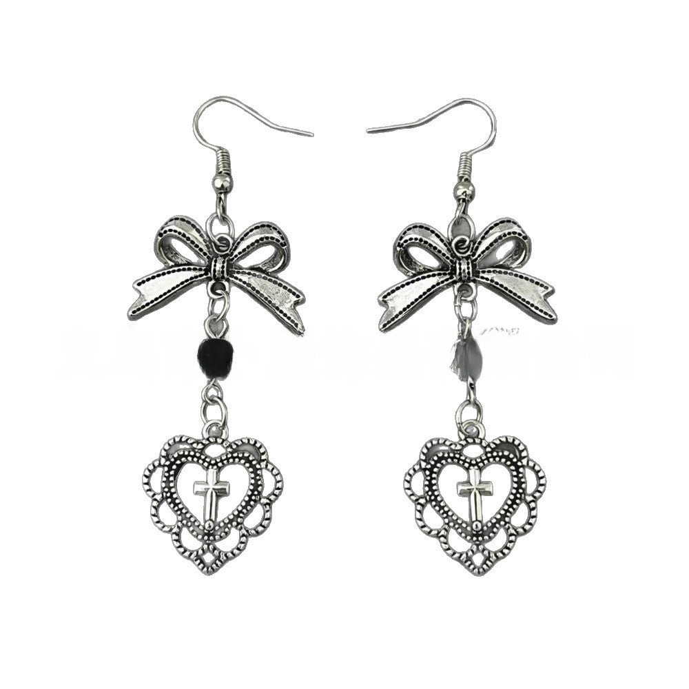 Heart Shape Gothic Alloy Earrings For Unisex Featuring Electroplated Finish With Titanium Alloy Studs