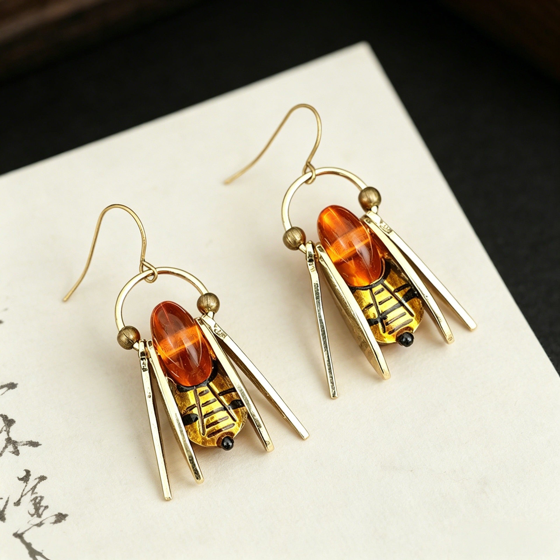 Handmade Multicolor Bee Earrings For Women With 304 Stainless Steel Ear Pins In Alloy